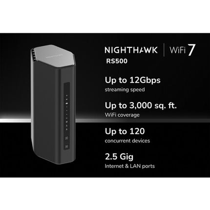 Netgear Nighthawk RS500 BE12000 Router Inalámbrico Tri Banda Wi-Fi 7 12 Gb/s 3000 Pies²