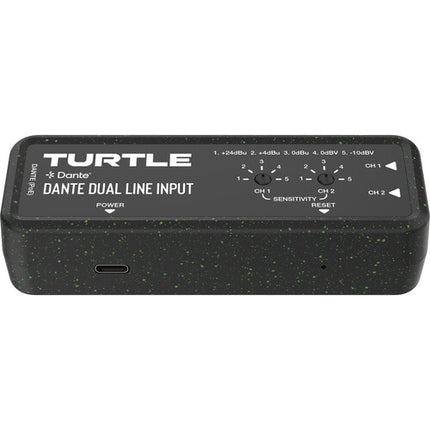 Turtle AV Adaptador de Entrada Euroblock Analógica Dual a Salida Dante 24 Bit 96 kHz PoE