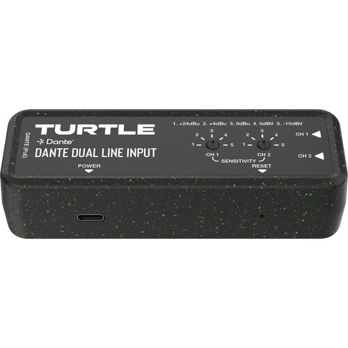 Turtle AV Adaptador de Entrada Euroblock Analógica Dual a Salida Dante 24 Bit 96 kHz PoE