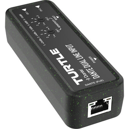 Turtle AV Adaptador de Entrada Euroblock Analógica Dual a Salida Dante 24 Bit 96 kHz PoE