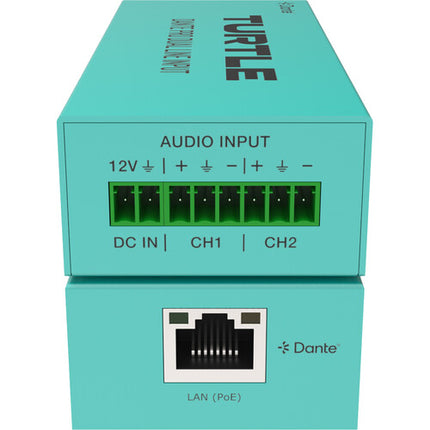 Turtle AV Pro Adaptador de Entrada Línea Analógica Euroblock Dual a Salida Dante 24-Bit 96 kHz PoE