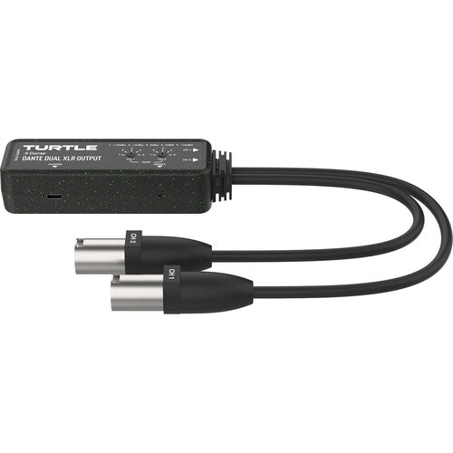 Turtle AV Adaptador Dante a XLR Analógico Dual 24-Bit 96 kHz PoE USB-C