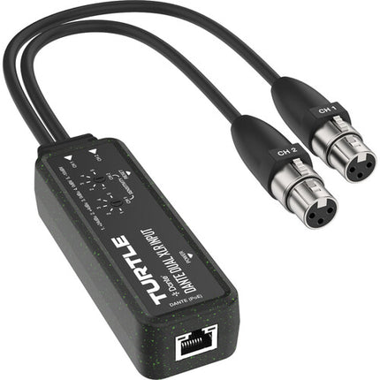 Turtle AV Adaptador de Audio Analógico 2 Canales XLR Femenino a Dante 96 kHz 24-Bit