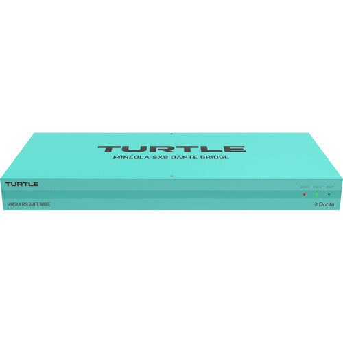Turtle AV Mineola 8x8 Puente de Audio Dante con 8 Entradas Combo y Phantom 48V Kit Rackmount 19"