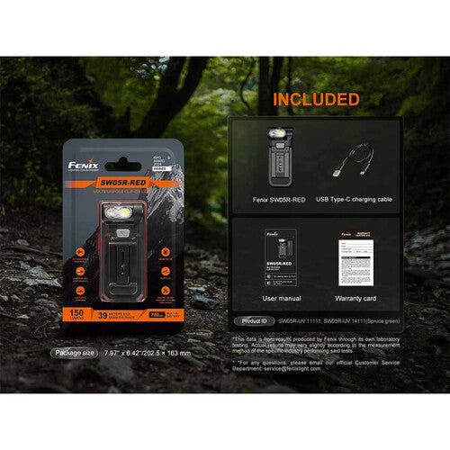 Fenix SWO5R Linterna Clip Verde 150 Lúmenes IPX6 USB-C