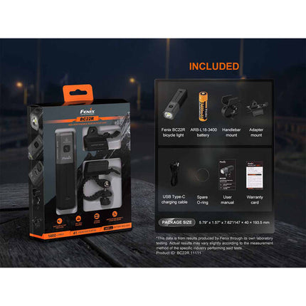 Fenix BC22R Luz Recargable para Bicicleta 1400 Lúmenes USB-C 18650