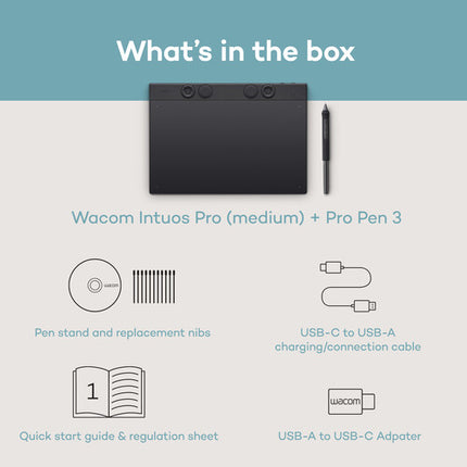 Wacom Intuos Pro Tableta Creativa Mediana Área Activa 10.4x5.8 Pulgadas