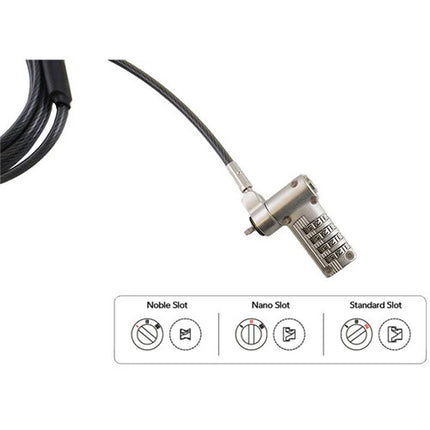 CODi Universal 3-en-1 Candado de Cable con 10 000 Combinaciones y Cabezal Giratorio 360°
