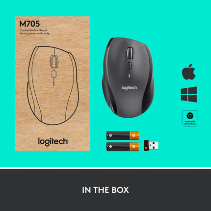 Logitech M705 Marathon Ratón Láser Hasta 3 Años de Batería Diseño Ergonómico Derecho