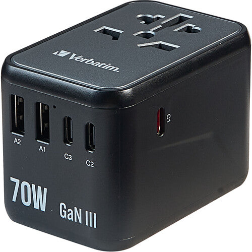 Verbatim UTA-09 Adaptador de Viaje Universal 70W 5 Puertos USB con Estuche