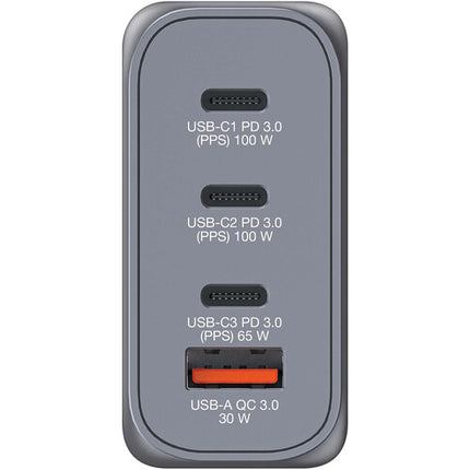 Verbatim 100W Cargador de Pared USB GaN 4 Puertos con Adaptadores EU y UK