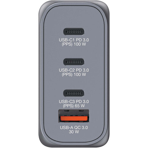 Verbatim 100W Cargador de Pared USB GaN 4 Puertos con Adaptadores EU y UK