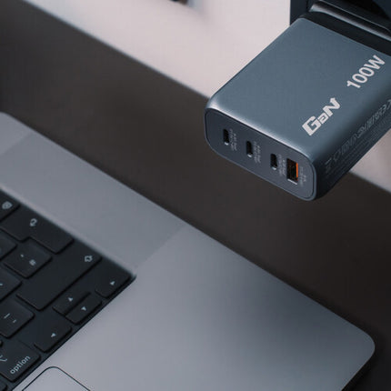 Verbatim 100W Cargador de Pared USB GaN 4 Puertos con Adaptadores EU y UK