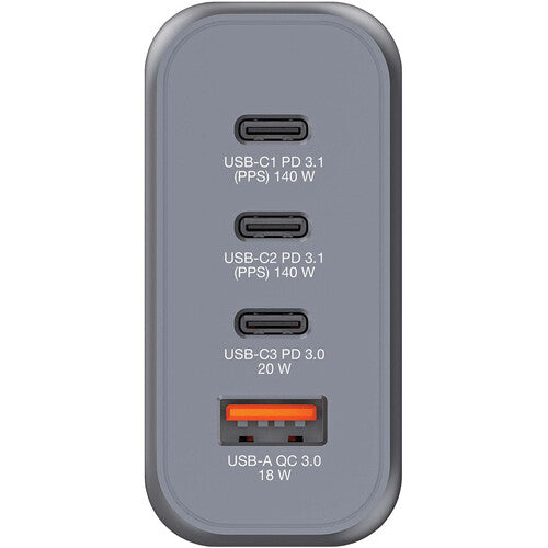 Verbatim Cargador de Pared USB GaN 140W 4 Puertos con Adaptadores EU UK