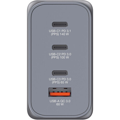 Verbatim Cargador de pared USB GaN 240W 4 puertos con adaptadores EU y UK