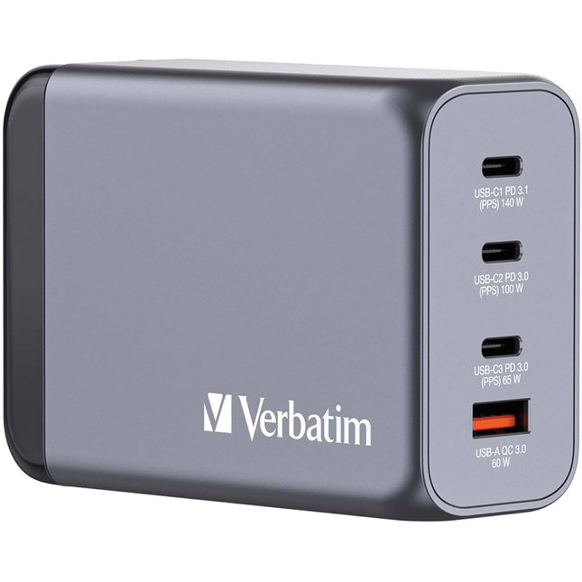 Verbatim Cargador de pared USB GaN 240W 4 puertos con adaptadores EU y UK