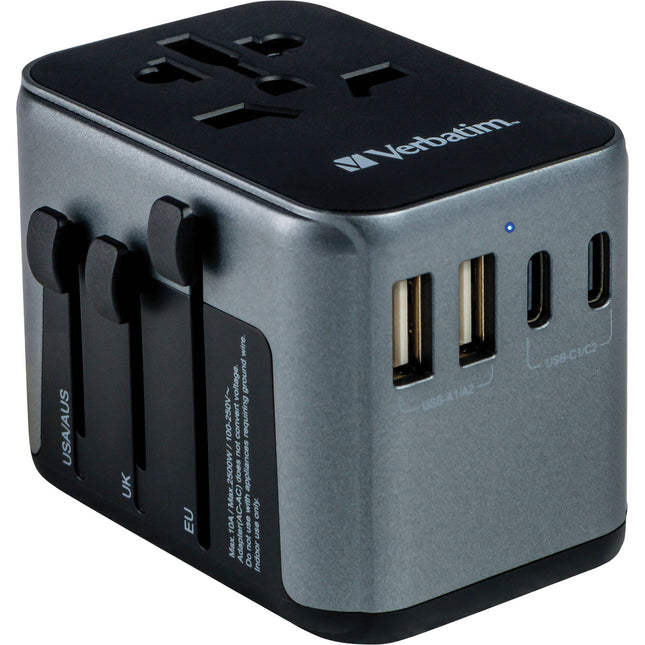 Verbatim UTA-03 Adaptador de Viaje Universal 30W 5 Puertos USB-C USB-A
