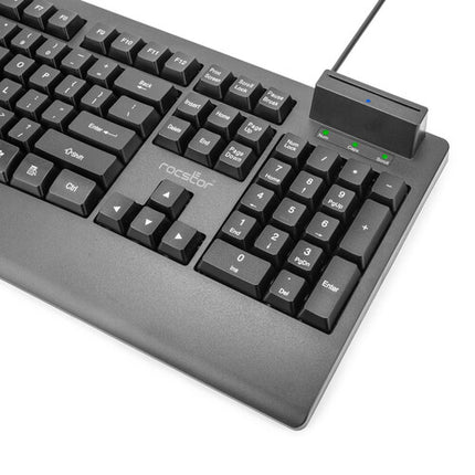 Rocstor KS18 Teclado Mecánico Completo con Lector de Tarjetas Inteligentes USB Compatible PIV y FIPS-201