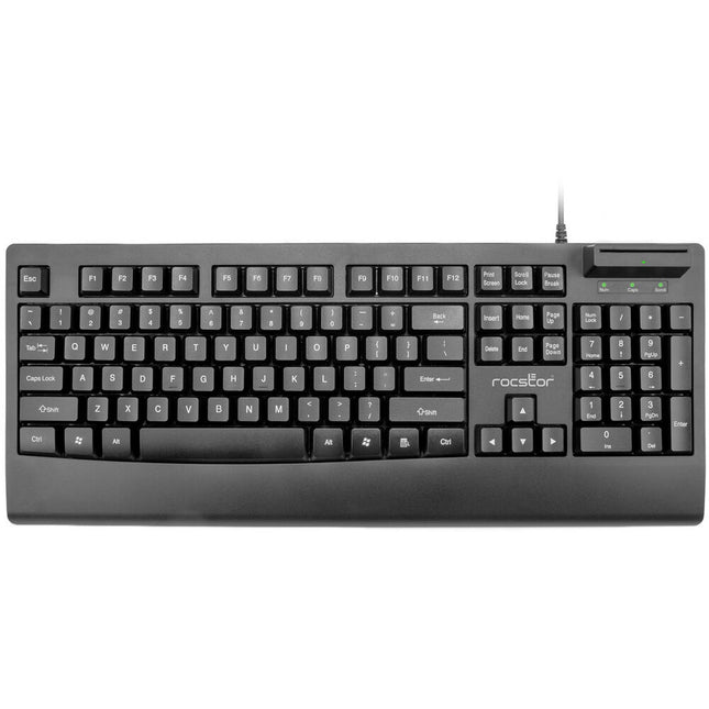 Rocstor KS18 Teclado Mecánico Completo con Lector de Tarjetas Inteligentes USB Compatible PIV y FIPS-201