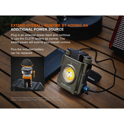 Linterna Recargable Fenix CL27R 1600 Lúmenes 285 Horas Batería 10000mAh