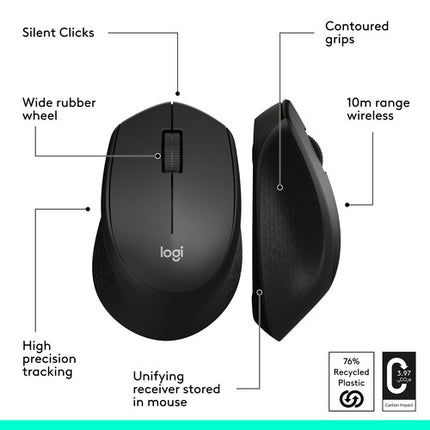 Logitech M330 Ratón Inalámbrico Silencioso Negro 1000 dpi 24 Meses Batería