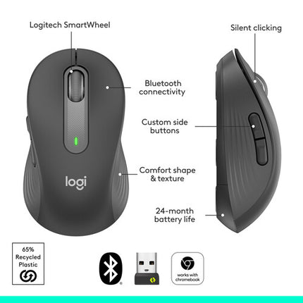 Logitech Signature M650 L Ratón Inalámbrico 2000 dpi Bluetooth Graphite