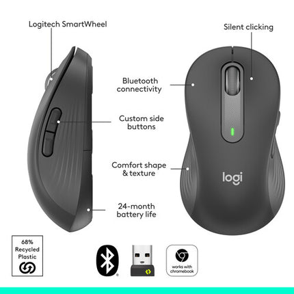 Logitech Signature M650 L Ratón Inalámbrico Izquierdo 2000 dpi Graphite