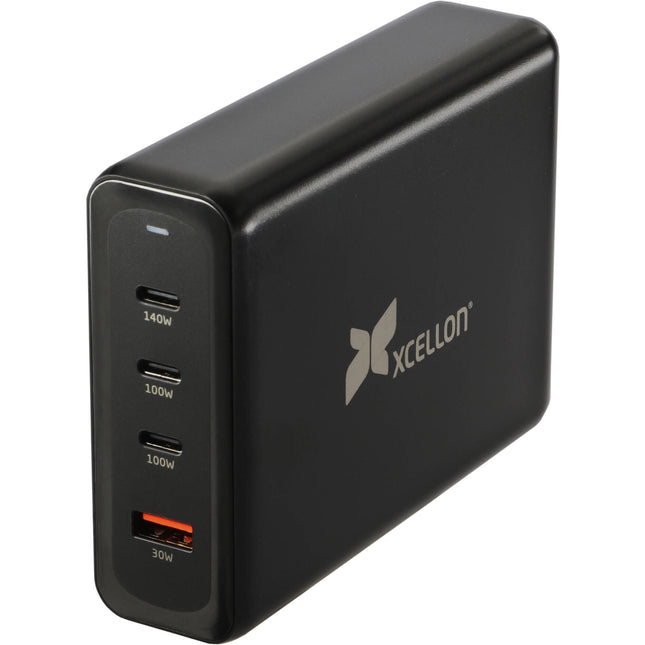 Xcellon Cargador USB GaN 240W 4 Puertos con 140W USB-C1 y Cable AC
