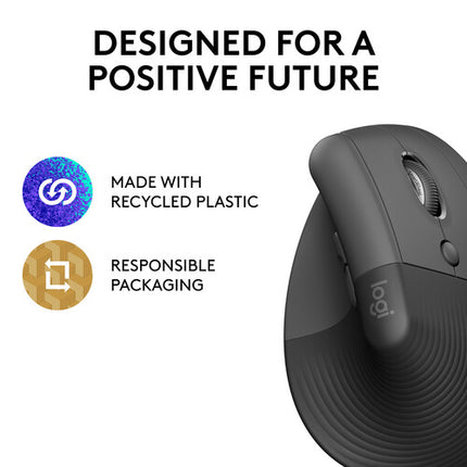 Logitech Lift Ratón Ergonómico Vertical Inalámbrico 4000 dpi Bluetooth