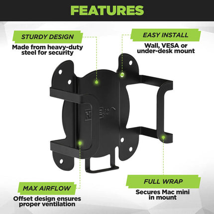 HIDEit Mounts Soporte de pared para Apple Mac mini M4 Compatible VESA 75 y 100 mm