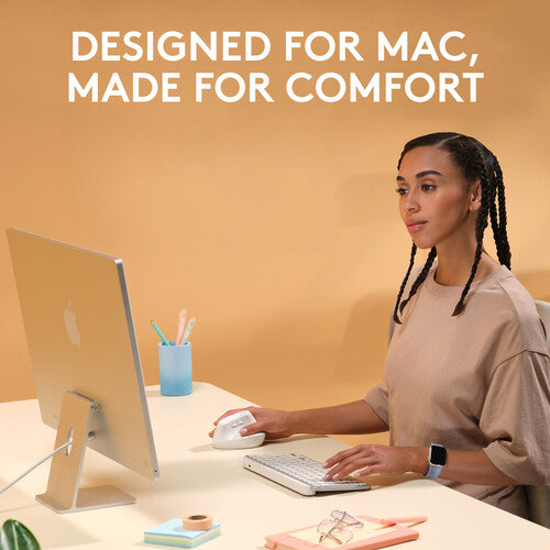 Logitech Lift for Mac Ratón Vertical Ergonómico Inalámbrico 4000 dpi Off-White