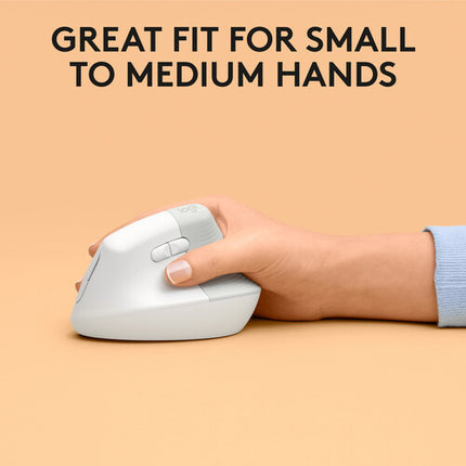 Logitech Lift for Mac Ratón Vertical Ergonómico Inalámbrico 4000 dpi Off-White