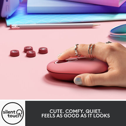 Logitech POP Silent Ratón Inalámbrico Bluetooth 5.1 4000 dpi Heartbreaker Rose