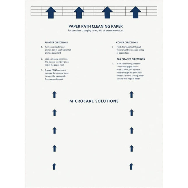 Microcare Solutions Papel de Limpieza para Impresoras Láser e Inkjet 8.5 x 11" 10 Hojas Uso Repetido