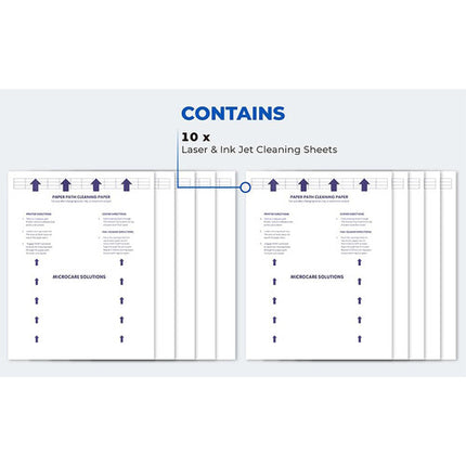 Microcare Solutions Papel de Limpieza para Impresoras Láser e Inkjet 8.5 x 11" 10 Hojas Uso Repetido