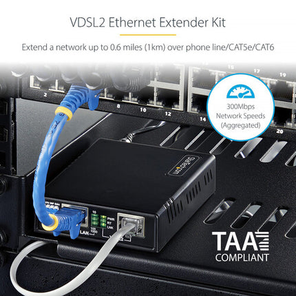 StarTech VDSL2 Extensor Ethernet Kit rango 1000 m compatible Cat5e