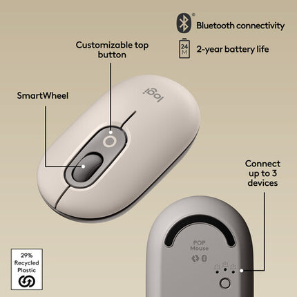 Logitech POP Silent Ratón Inalámbrico Bluetooth 4000 dpi Batería 2 Años