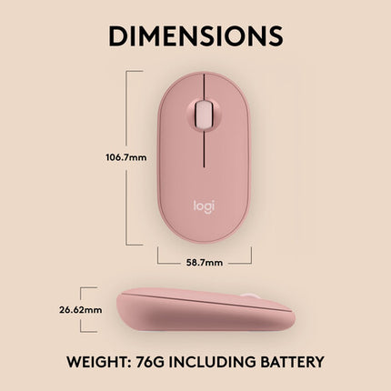 Logitech Pebble 2 M350S Ratón Inalámbrico Bluetooth 4000 dpi Rosa
