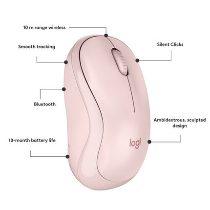 Logitech M240 Ratón Inalámbrico Silencioso Bluetooth Rosa 18 Meses Batería