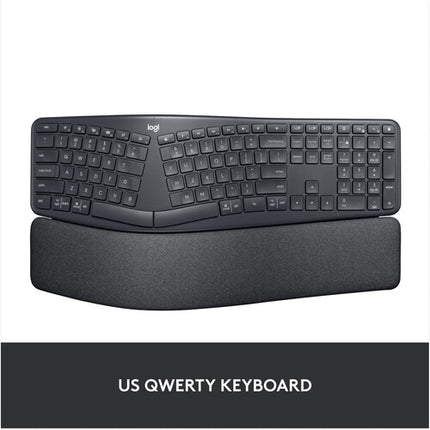 Logitech ERGO K860 Teclado ergonómico inalámbrico Bluetooth 5.0 con reposamuñecas ajustable
