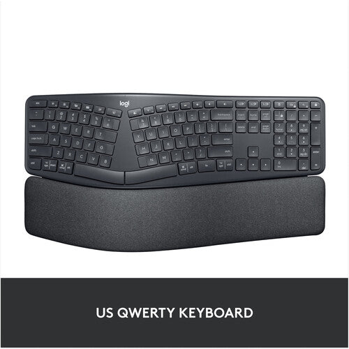 Logitech ERGO K860 Teclado ergonómico inalámbrico Bluetooth 5.0 con reposamuñecas ajustable