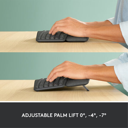 Logitech ERGO K860 Teclado ergonómico inalámbrico Bluetooth 5.0 con reposamuñecas ajustable