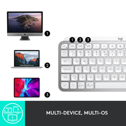 Logitech MX Keys Mini Teclado Inalámbrico Bluetooth 5.0 LED Compacto Gris