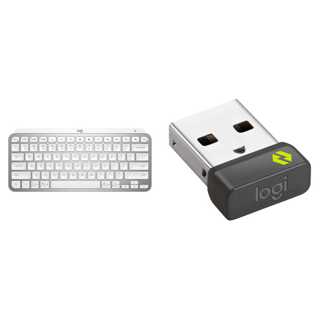 Logitech MX Keys Mini Teclado inalámbrico compacto tecnología Logi Bolt receptor USB Type-A bundle color gris claro