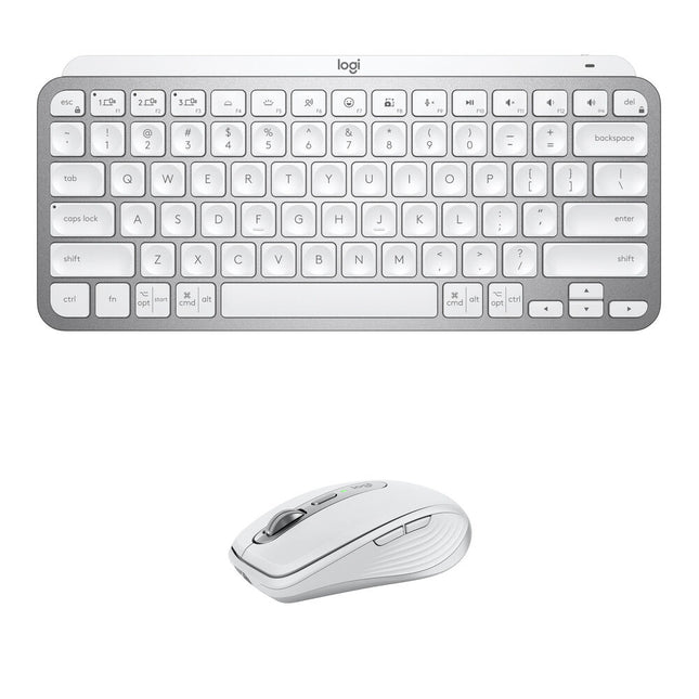 Logitech MX Wireless Kit Teclado Mini inalámbrico y Mouse Anywhere 3S con sensor 8000 dpi Pale Gray