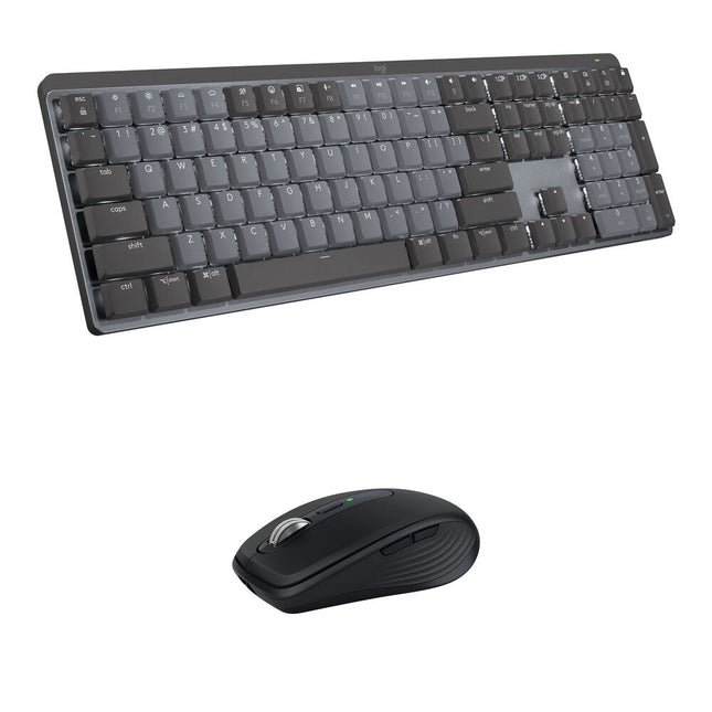Logitech MX Teclado Mecánico Inalámbrico Táctil Quiet y Ratón Anywhere 3S Negro