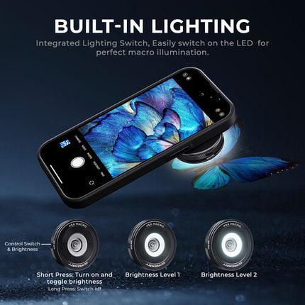 Freewell 45x Lente Macro para Smartphones Montura 17mm LED 2 Niveles