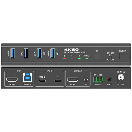 Comprehensive Pro AV/IT Integrator Series 2x1 conmutador HDMI USB-C KVM 4K60 HDR PD 3.0