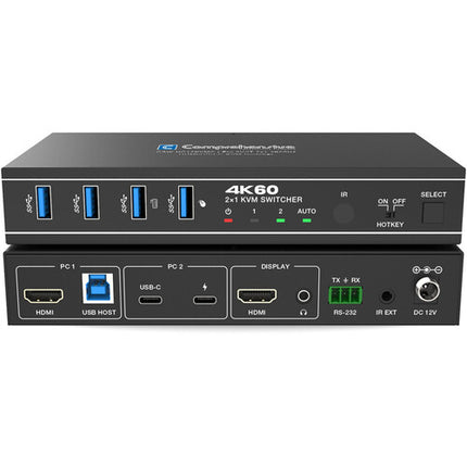 Comprehensive Pro AV/IT Integrator Series 2x1 conmutador HDMI USB-C KVM 4K60 HDR PD 3.0