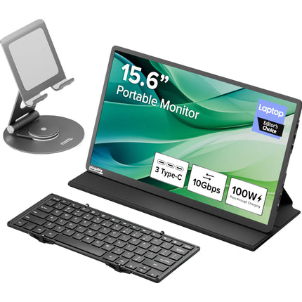 Plugable Monitor portátil 15.6" USB-C 100W Bluetooth teclado funda